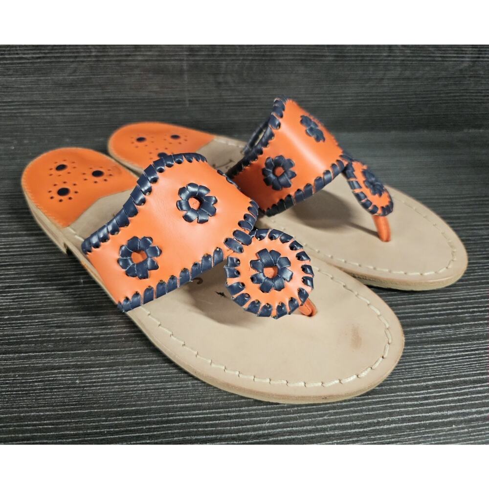 Jack Rogers Original Jacks Thong Sandals Orange Blue Size 5 Navajo Hamptons